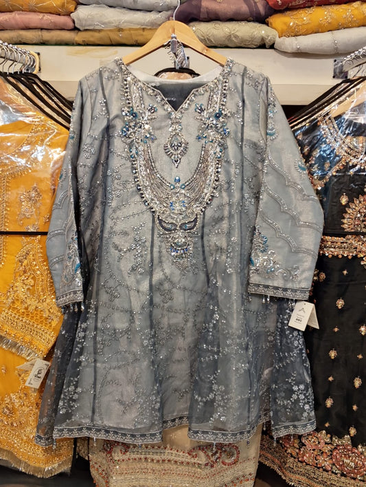 Slate Grey Hand-Embellished